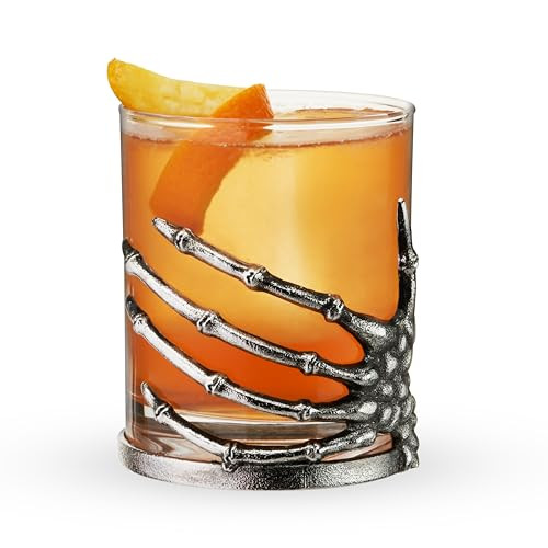 Twine Skeleton Hand Cocktail Tumbler, Gothic Whiskey Glass with Metal Skeleton Wrap, Spooky Halloween Barware for Bourbon, Cocktails & More, 10 oz., Set of 1 | Amazon (US)