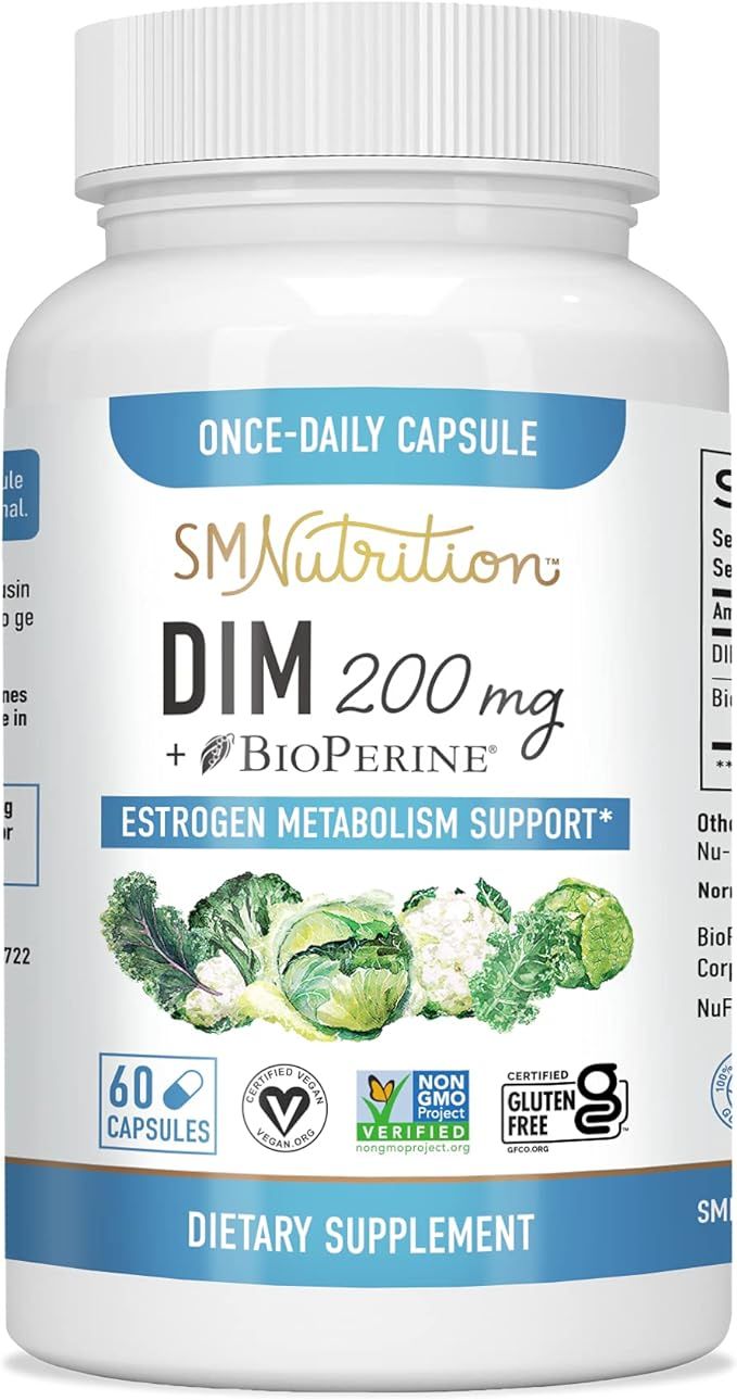 DIM Supplement 200mg - DIM Diindolylmethane Plus BioPerine 60-Day Supply of DIM for Estrogen Bala... | Amazon (US)