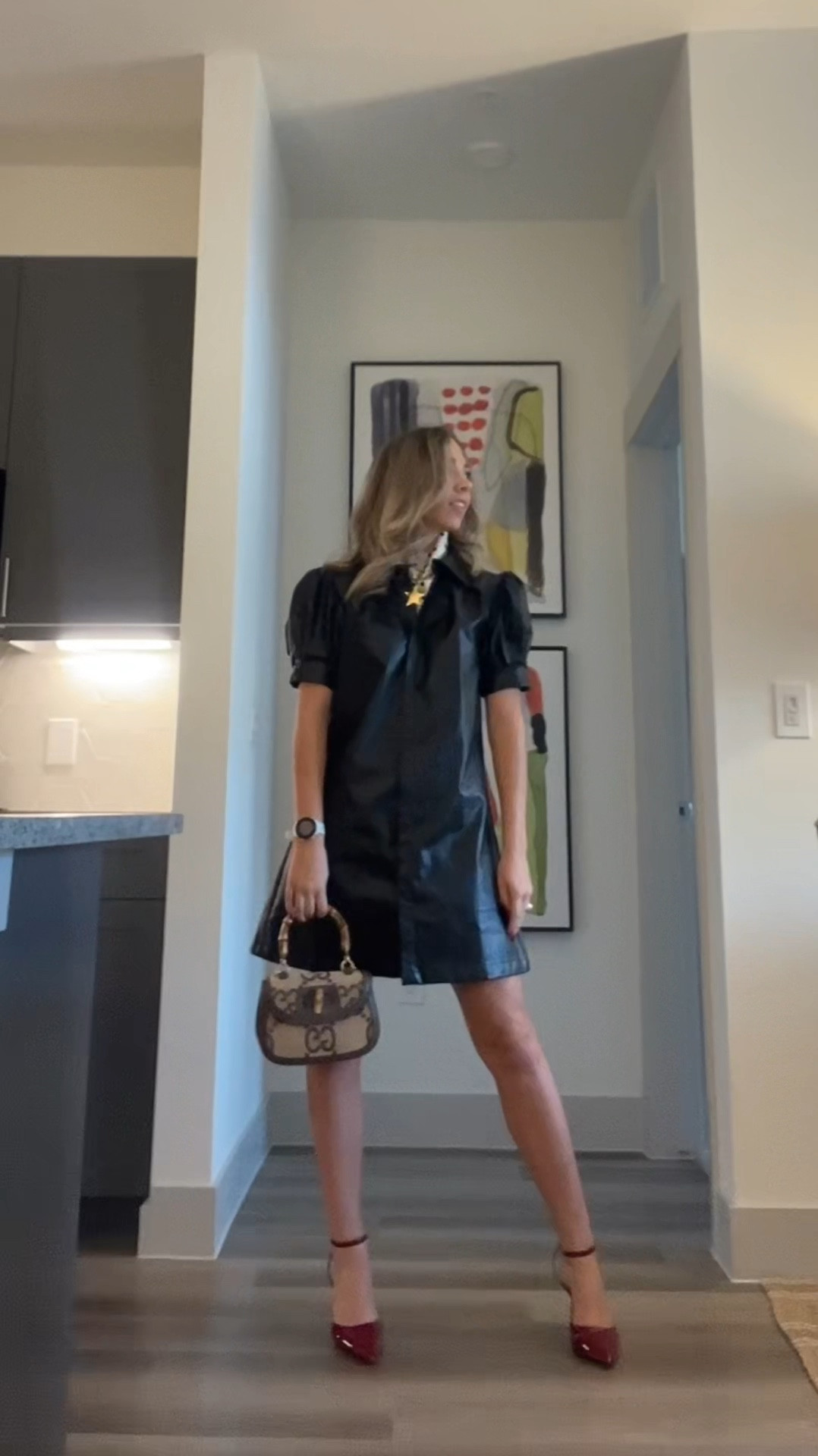 Layered a neck scarf with lots of jewelry! Black leather dress perfect for a day in the office!!! 

#LTKStyleTip #LTKootd #LTKWorkwear