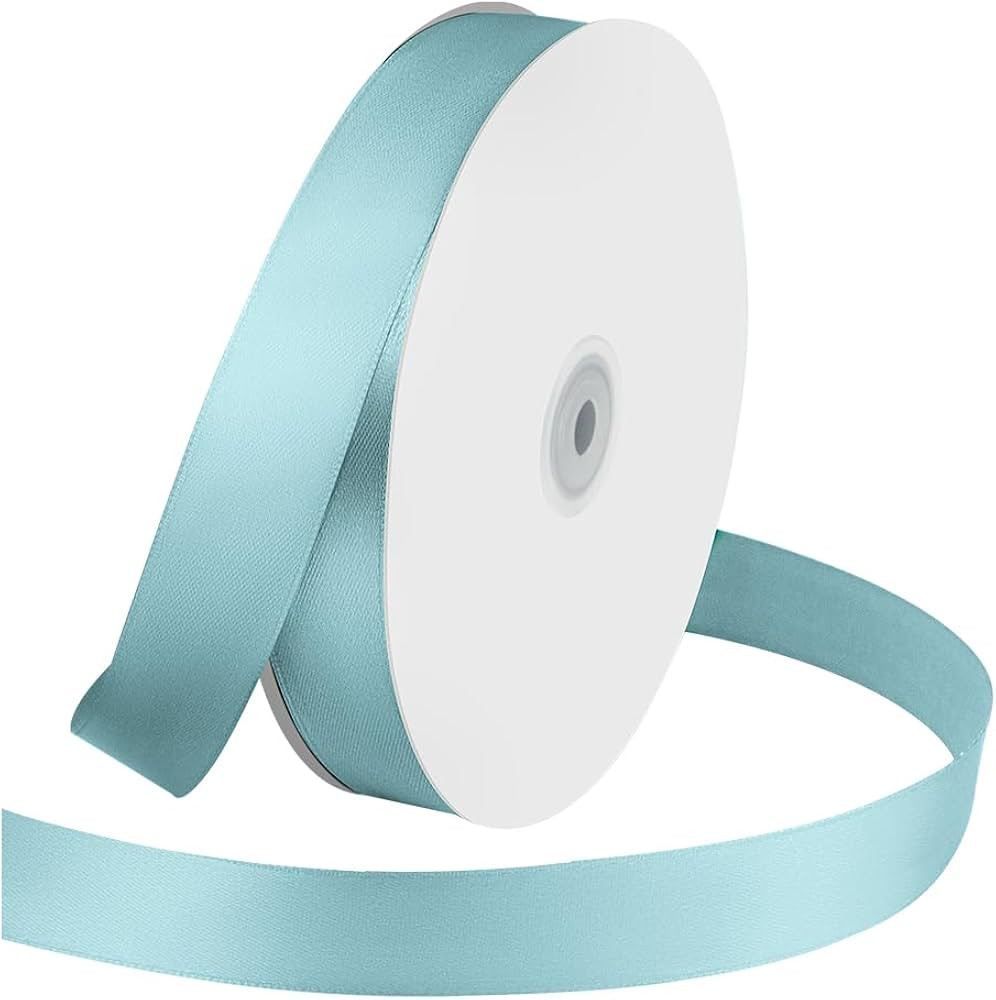 1 Inches x 100 Yards Polyester Satin Ribbon, Solid Color Baby Blue Satin Ribbon for Crafts, Gift ... | Amazon (US)