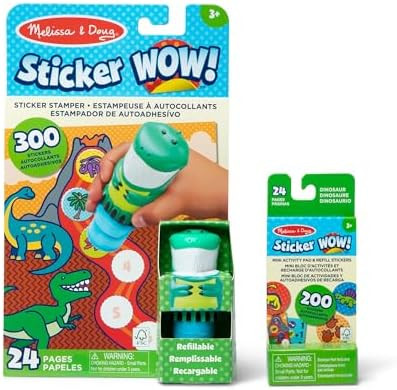 Melissa & Doug Sticker Wow!™ Dinosaur Bundle: 24-Page Activity Book, Refillable Sticker Stamper... | Amazon (US)