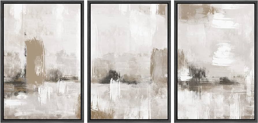 SIGNFORD Framed Canvas Print Wall Art Set Pastel Grunge Paint Stroke Collage Abstract Shapes Illu... | Amazon (US)