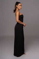 Black Clara Wide Leg Pleated Trousers | JLUXLABEL