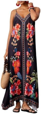 RoseSeek Women's Boho Floral Print Maxi Dress Spaghetti Strap Sundresses | Womens Long Boho Dress... | Amazon (US)