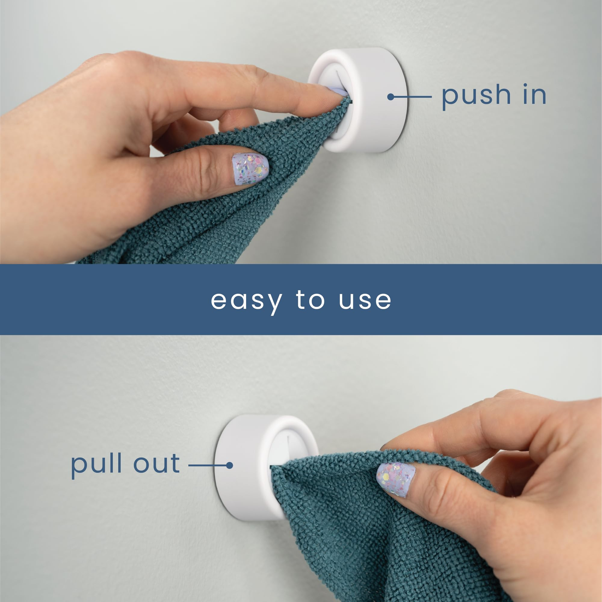 S&T INC. Round Adhesive Push Towel Hooks for Kitchen, Hand and Dish Towels, Brushed Gold, 4 Pack | Amazon (US)