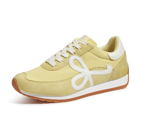 LUCKY STEP Women's Fashion Sneakers Trendy Stylish Low Top Classic Retro Casual Ladies Comfortable Running Walking Shoes(Lt.Yellow/White,7 B(M) US) | Amazon (US)