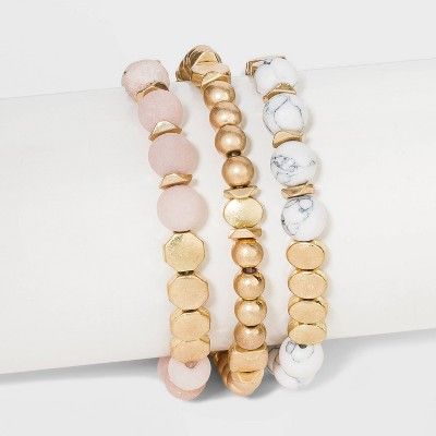 Semi-Precious White Howlite & Sunstone Stretch Multi-Strand Bracelet Set - Universal Thread™ Wo... | Target