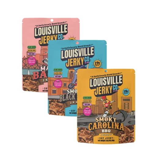 Louisville Vegan Jerky Co. Best Sellers 1 Variety Bundle Vegan Jerky 3 oz. 3 pack (Smoky Carolina BBQ, Smoked Black Pepper, Maple Bacon) | Amazon (US)