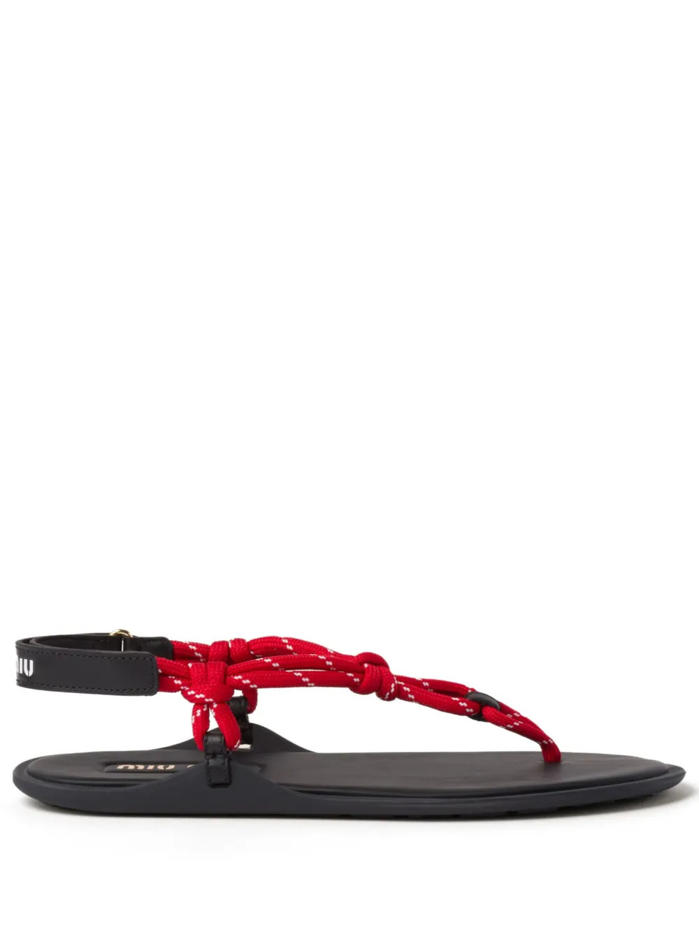 Miu Miu cord-strap Leather Sandals | Red | FARFETCH | Farfetch Global