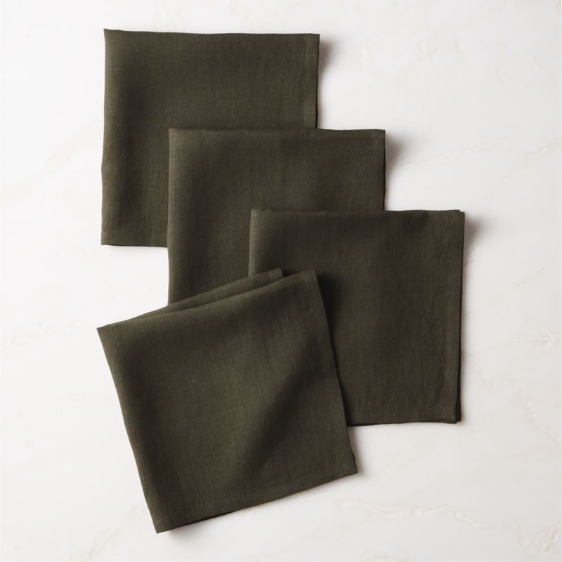 Bolt Moss Green Linen Napkins Set of 4 + Reviews | CB2 | CB2