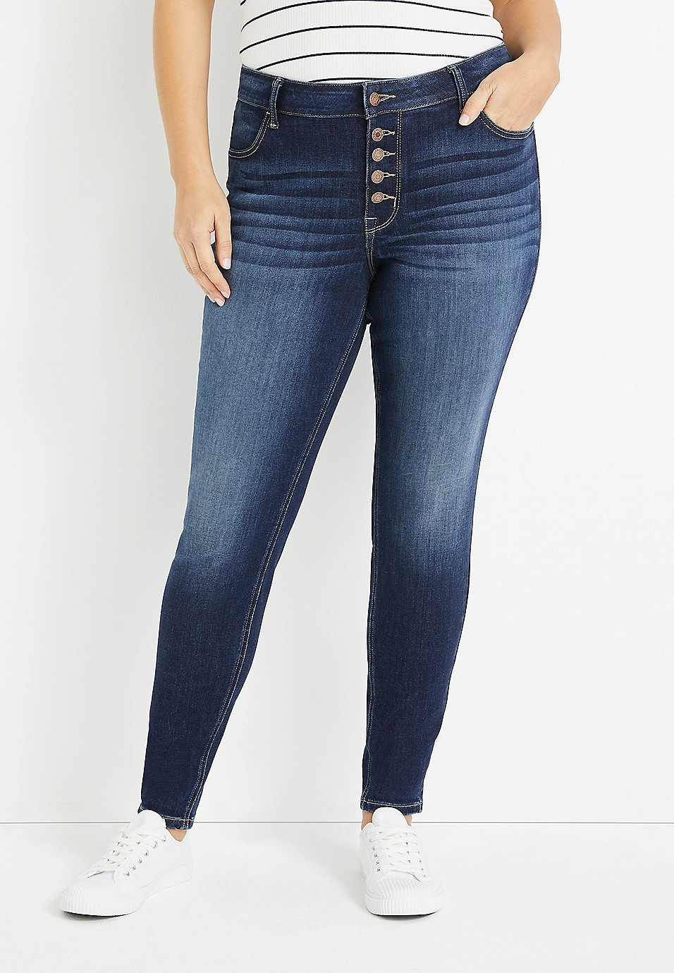 Plus Size m jeans by maurices™ Cool Comfort High Rise Button Fly Jegging | Maurices
