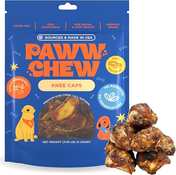 Paww Chew Knee Caps for Dogs, 100% Natural, Single Ingredient (12 Pack) Made and Sourced in the U... | Amazon (US)