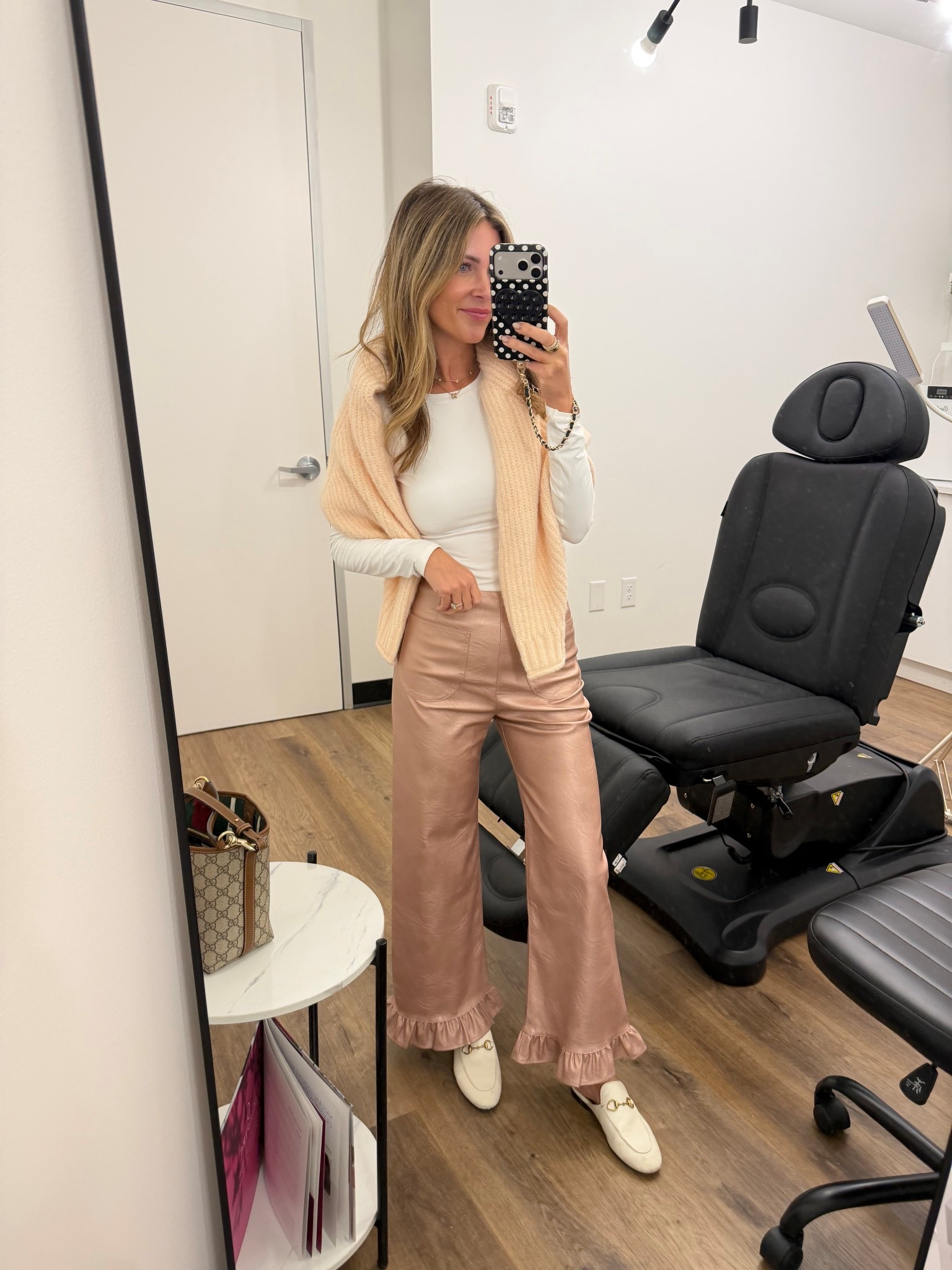 Had a mammogram today! All the 40 year old things 😅
Today’s outfit linked here! 
Anthropologie cropped pants size 25/0
Amazon long sleeve tee 
Anthropologie cable knit sweater
Gucci mules

#LTKootd #LTKPetite #LTKOver40