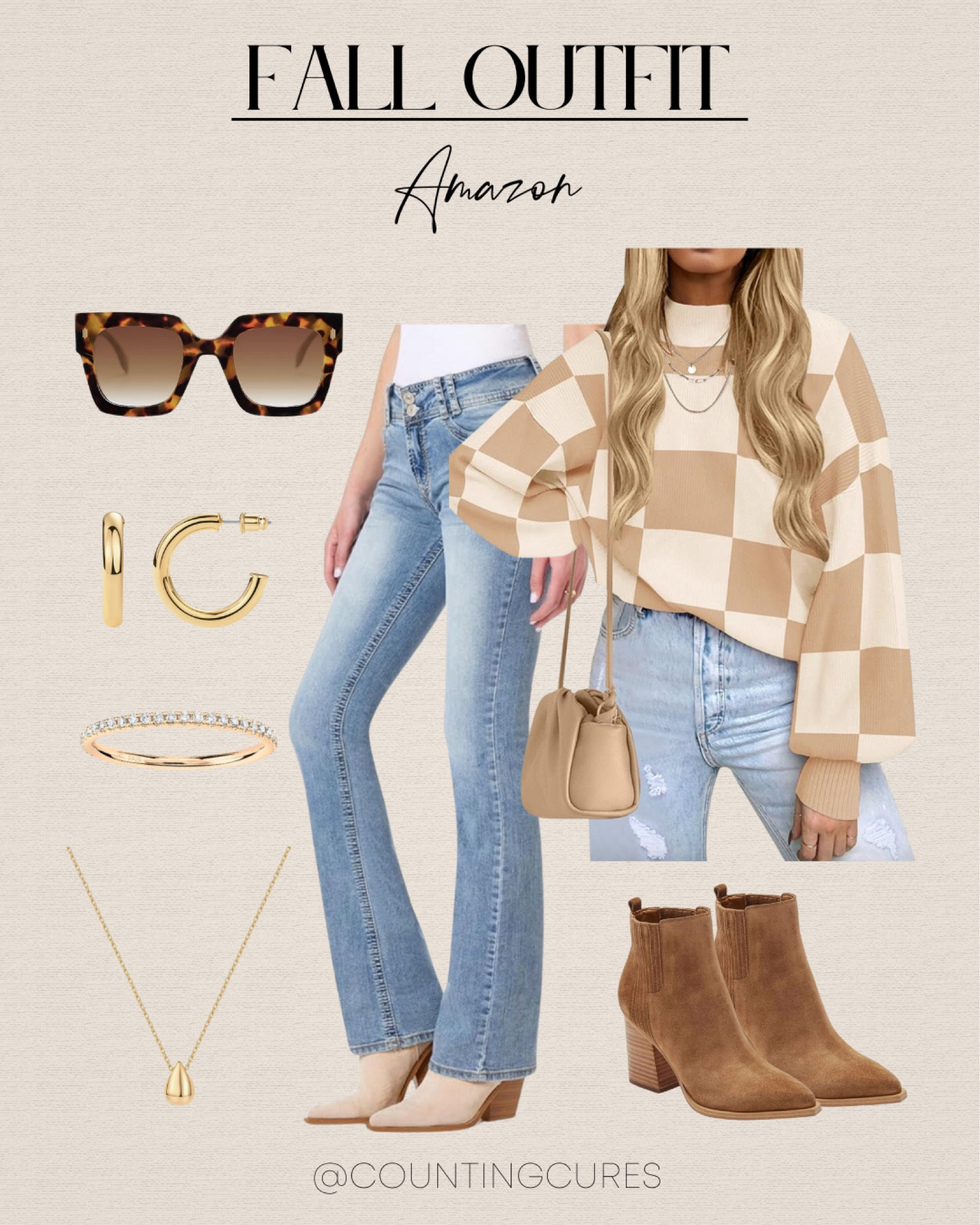 Refresh your wardrobe with this fall outfit from Amazon! A neutral sweater paired with denim jeans, brown booties, gold jewelry, and stylish sunglasses!
#casuallook #fallfashion #everydaystyle #trendyoutfit

#LTKShoeCrush #LTKStyleTip #LTKSeasonal
