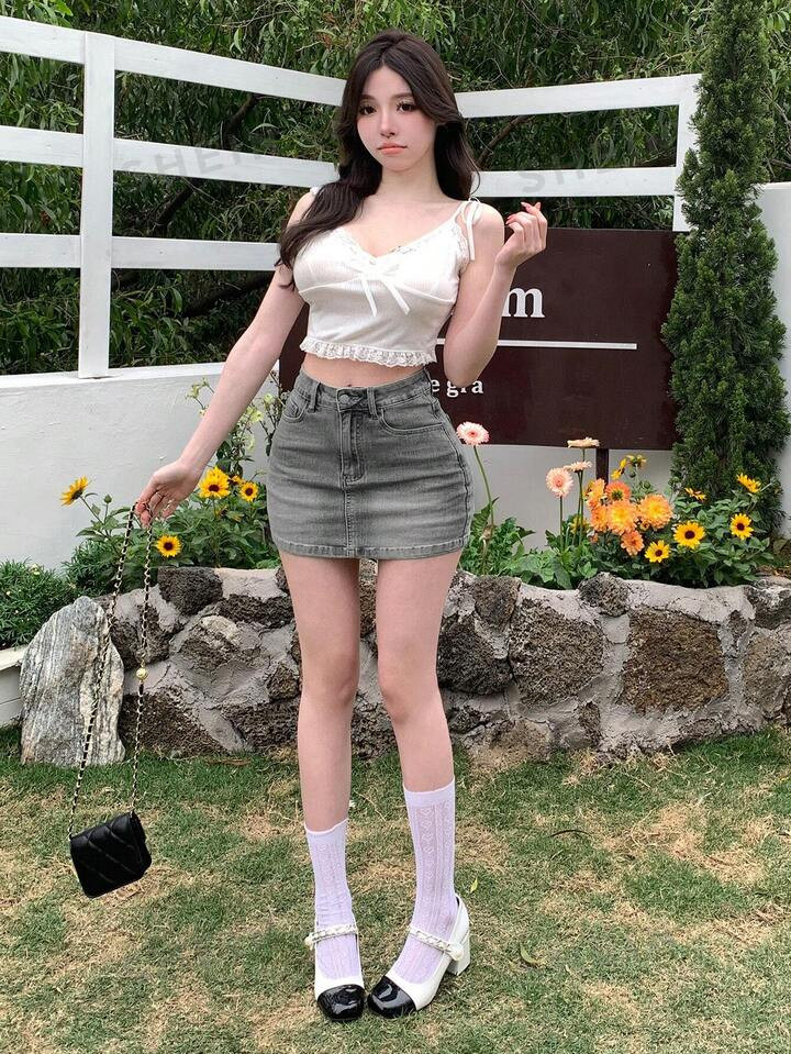 DAZY Figurbetonter Jeansrock Mit Reißverschluss | SHEIN