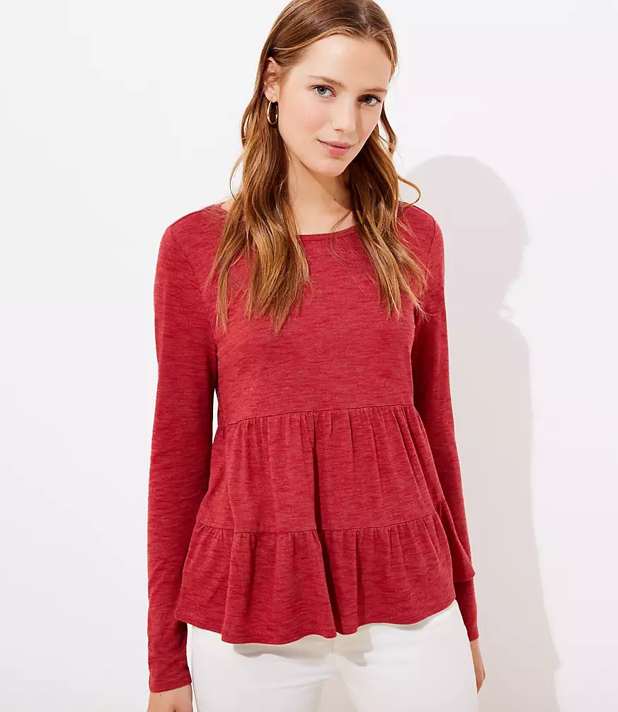 Tiered Long Sleeve Tee | LOFT