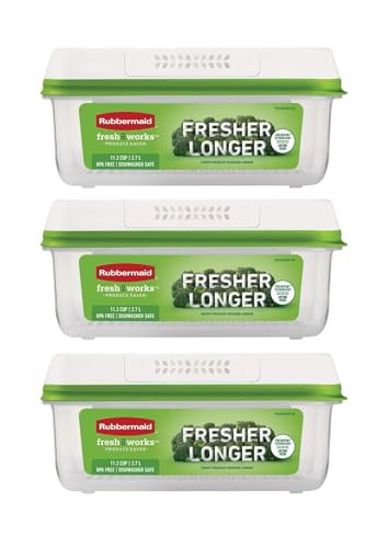 Rubbermaid FreshWorks Produce Saver, Large Storage Containers With Lids, Pack of 3, 6-Piece Set | Amazon (US)
