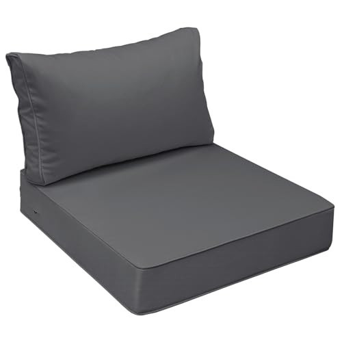 AAAAAcessories Outdoor Seat Cushions for Chairs, Fade-Resistant, Waterproof Patio Furniture Replacement Cushions, 25.5" x 25.5" x 5" + 25.5" x 13.5", Dark Gray | Amazon (US)