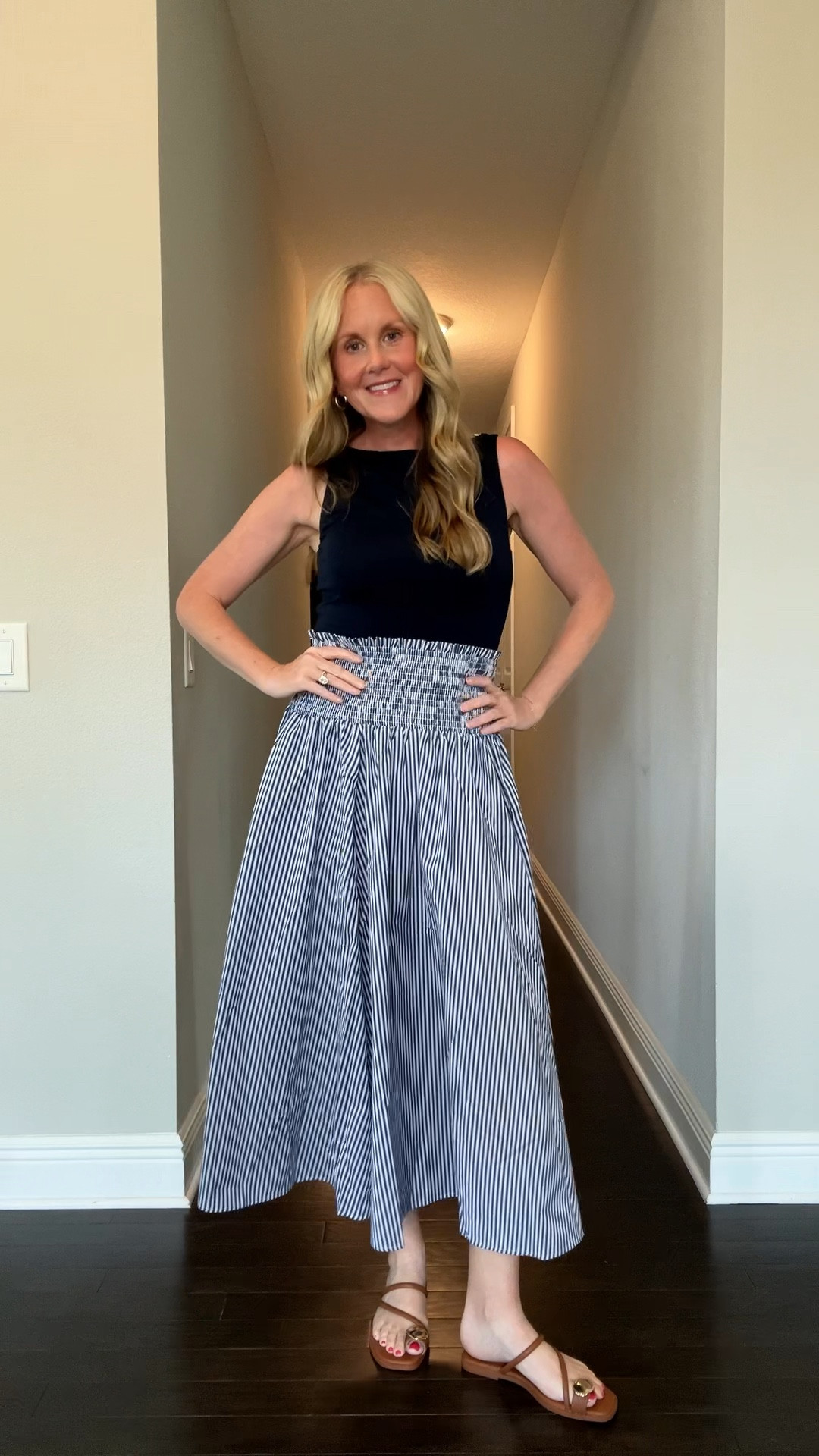 I live for a blue and white outfit!  This skirt is lightweight and the movement is has is so fun!  H&M find!  

#LTKootd #LTKSeasonal #LTKOver40