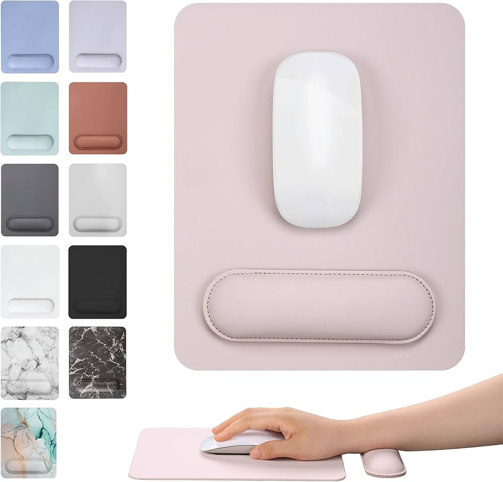 HABITU Vegan Leather Pink Mouse Pad with Removable Magnetic Wrist Support & Anti-Slip Base, Ergon... | Amazon (US)