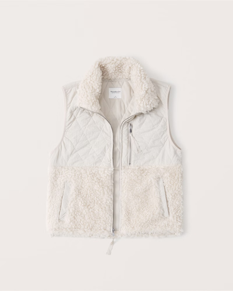 Cropped Two-Tone Sherpa Vest | Abercrombie & Fitch (US)