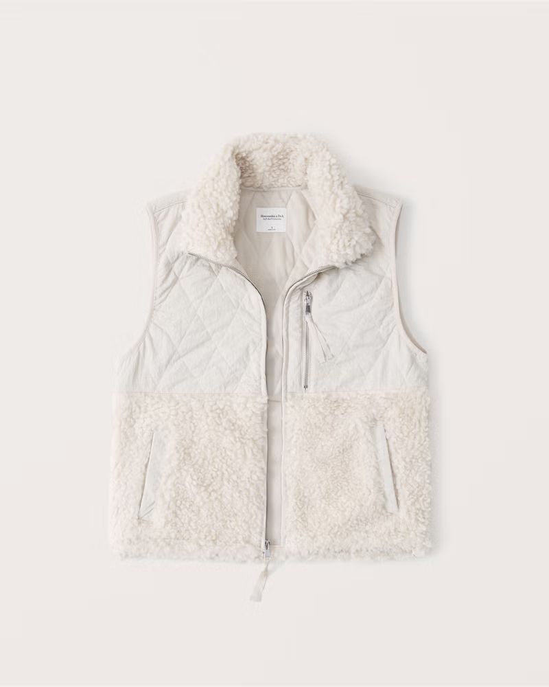 Cropped Two-Tone Sherpa Vest | Abercrombie & Fitch (US)