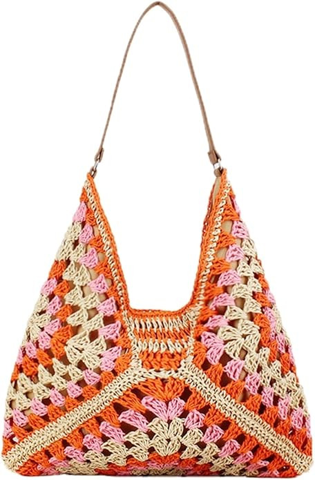 Straw Hobo Bags for Women Summer Beach Bag Hollow Everyday Tote Shoulder Bag Everything Vintage H... | Amazon (US)