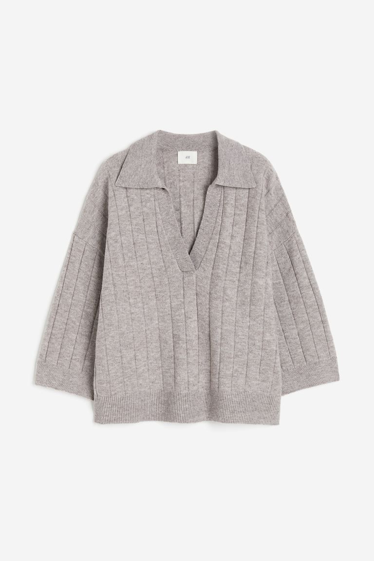 Rib-knit Sweater with Collar | H&M (US)