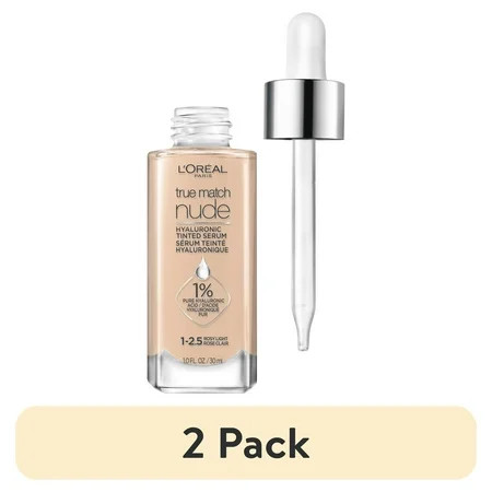 (2 pack) L'Oreal Paris True Match Nude Hyaluronic Tinted Serum Foundation Makeup, 1-2.5 Rosy Light, 1 fl oz | Walmart (US)
