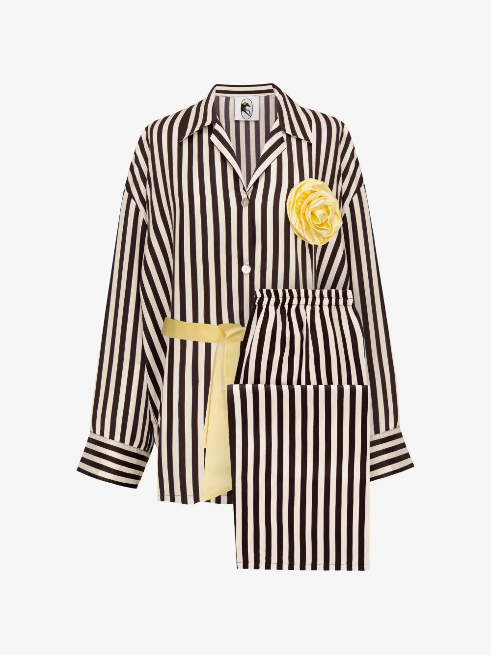 The Rose striped floral-detail pajamas | Farfetch Global
