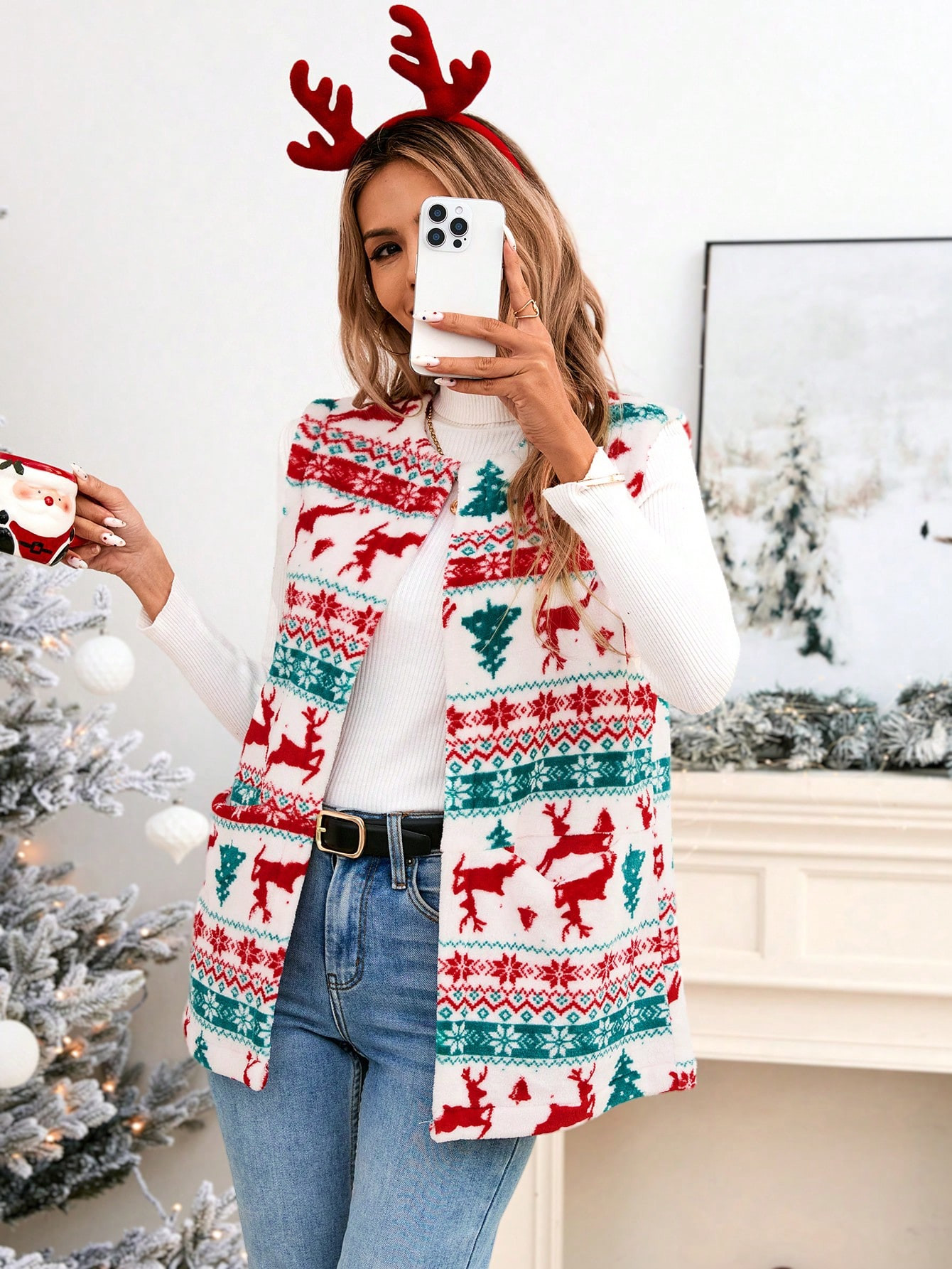 SHEIN LUNE Christmas Women Regular Thermal Lined Warm Jacket, Winter For Christmas Party | SHEIN