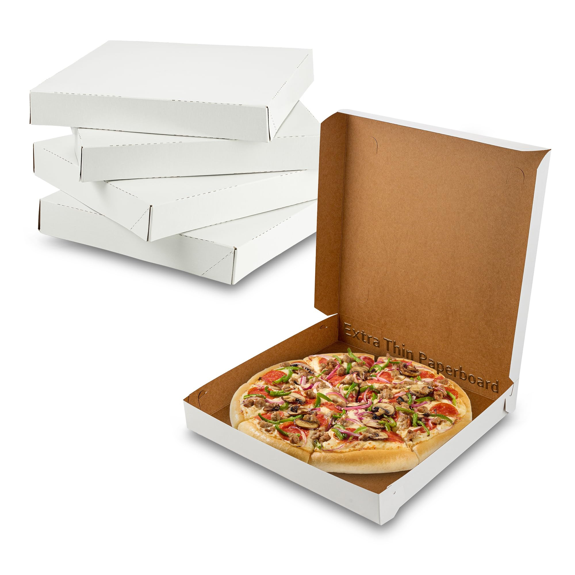 MT Products White Extra Thin Pizza Boxes 10" x 10" x 1.5" - Clay Coated Paperboard Pizza Box (Pac... | Amazon (US)