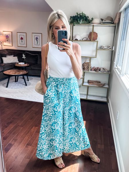 Amazon wide leg pants in a pretty summer print. Flowy and comfortable with a high neck top. Fit is true to size and pants come in many patterns. 

Amazon fashion, affordable, print, spring outfit, summer outfit 

#LTKover40 #LTKfindsunder50 #LTKSeasonal