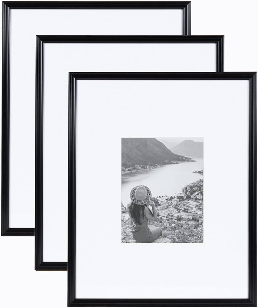 Kate and Laurel Adlynn Rectangle Picture Frame Set of 3, 16 x 20 matted to 8 x 10, Black, Modern ... | Amazon (US)