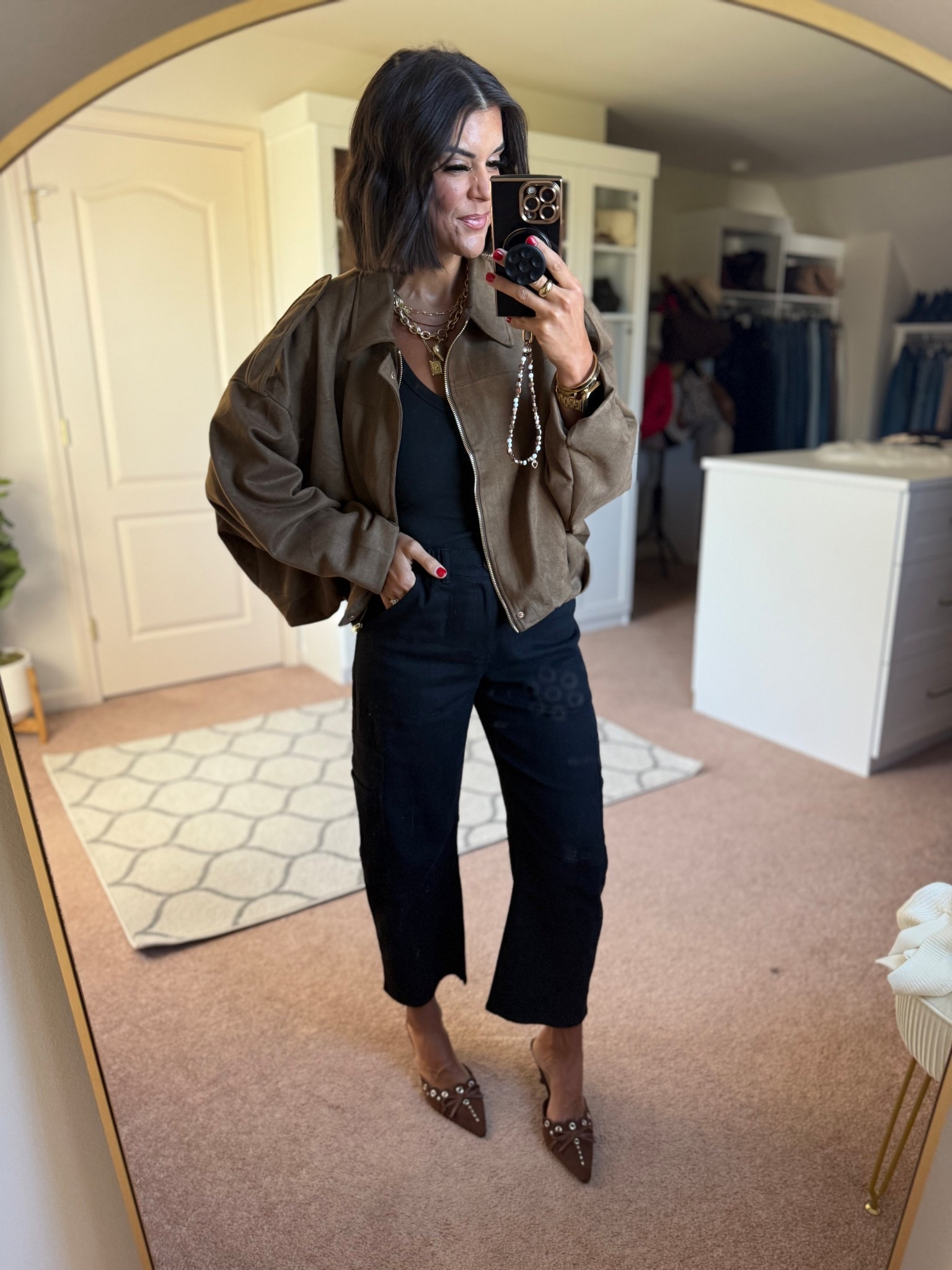 Size small in jacket and jeans size xs in tank 

#LTKFindsUnder100 #LTKSeasonal