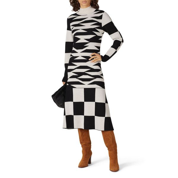 Louna Abstract Geo Sweater Dress white-print | Rent the Runway