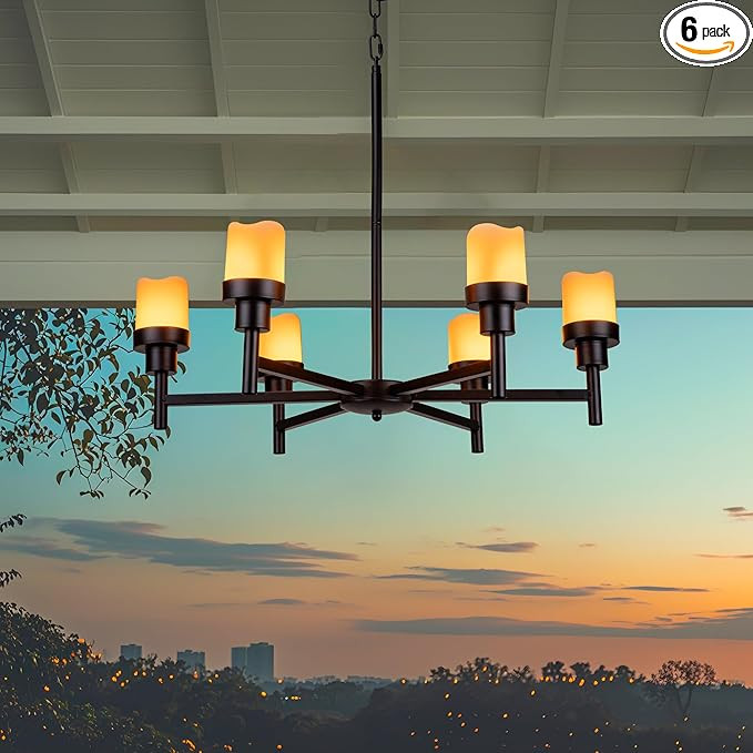 Battery Operated Chandelier, Outdoor Hanging Candle Lights Battery Gazebo Lights, Outdoor Chandel... | Amazon (US)