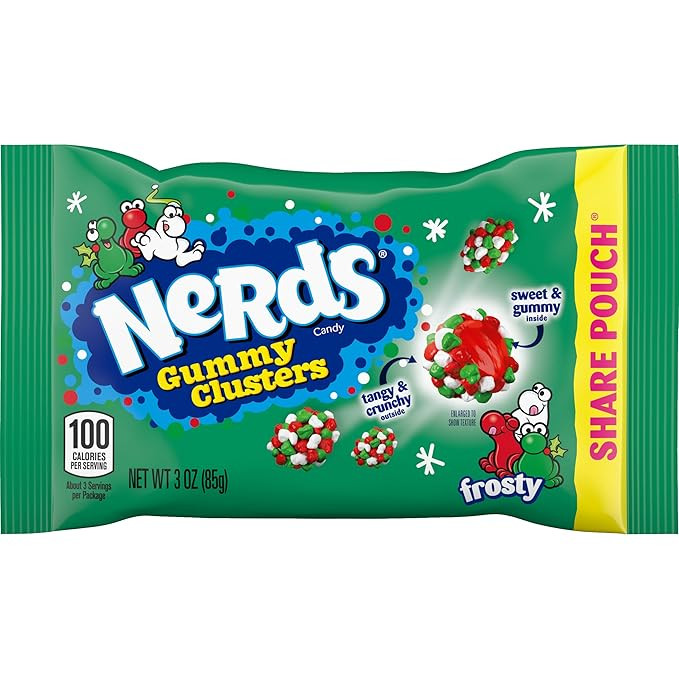 Nerds Frosty Gummy Clusters Share Pouch, Holiday Nerds, Red and Green Gummy Candies, 3 oz | Amazon (US)