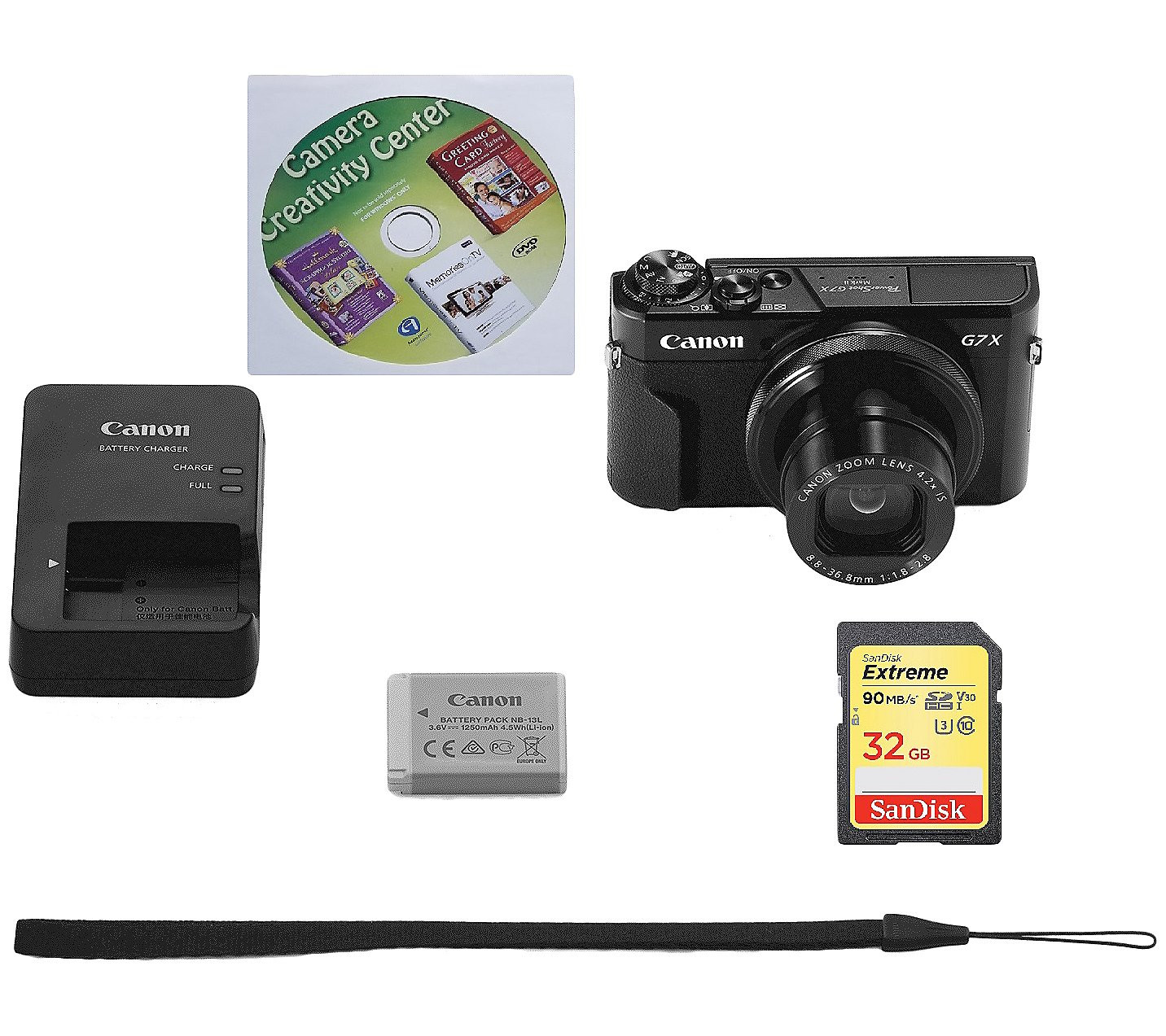 Canon PowerShot G7 X Mark II Camera w/ 32GB SD Card & Software | QVC