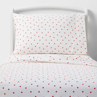 Toddler Heart Kids' Cotton Sheet Set - Pillowfort™ | Target