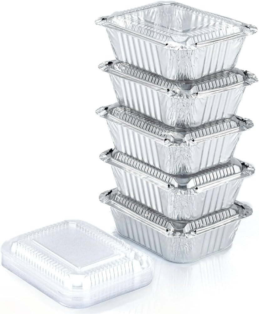 Spare Essentials 1 Lb Aluminum Pans with Lids (55 Pack) Disposable Baking Foil Containers, Takeou... | Amazon (US)