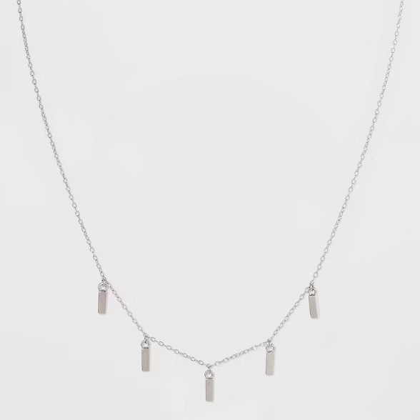 Sterling Silver Thin Dangle Bar Station Necklace - Universal Thread™ Silver | Target