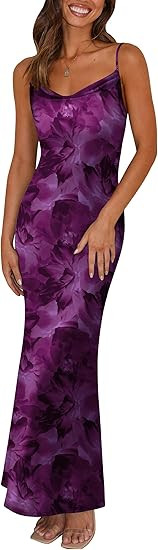 PRETTYGARDEN Women's 2026 Summer Floral Spaghetti Strap Maxi Dress Stretch Sexy Bodycon Dress Bac... | Amazon (US)