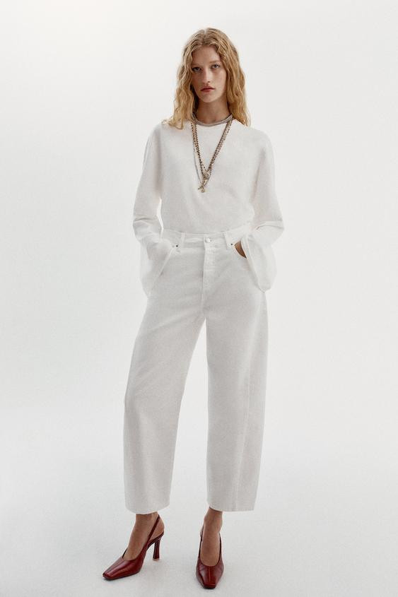 Zara - Z1975 High-Rise Barrel Jeans - White - 31 (Ca 12) - Woman | Zara Canada
