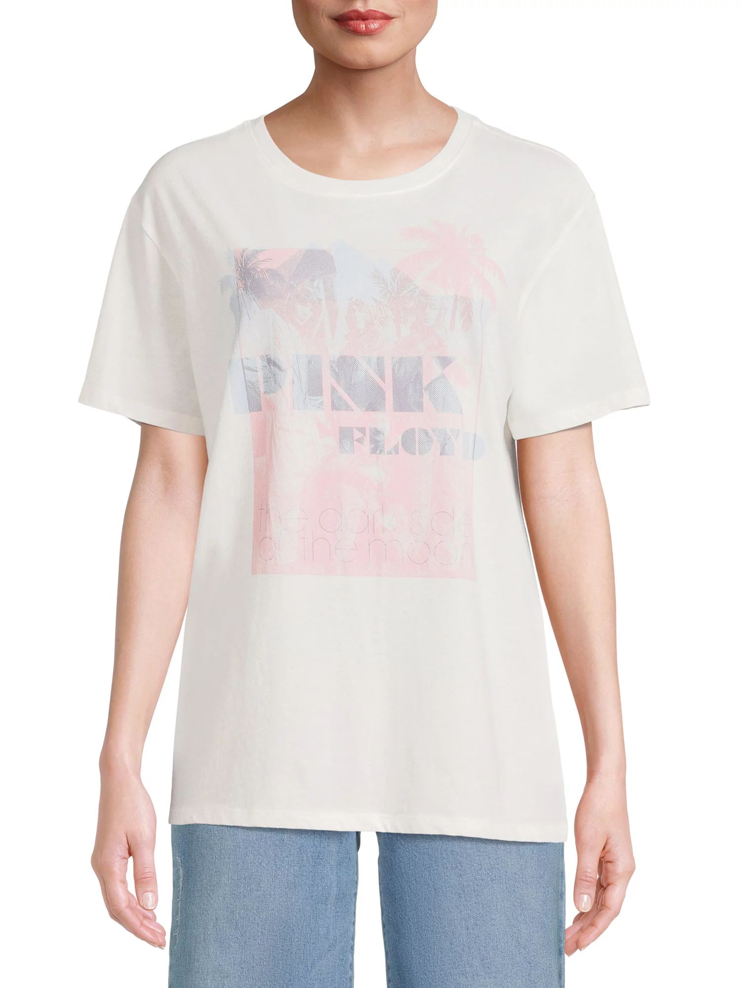 Time and Tru Women's Pink Floyd Graphic Band Tee with Short Sleeves | Walmart (US)