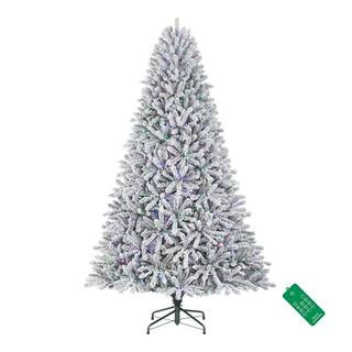 Home Accents Holiday 7.5 ft. Pre-Lit LED Starry Light Fraser Fir Flocked Artificial Christmas Tre... | The Home Depot