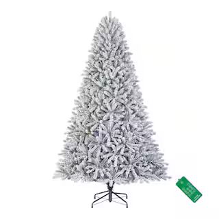 7.5 ft. Pre-Lit LED Starry Light Fraser Fir Flocked Artificial Christmas Tree | The Home Depot