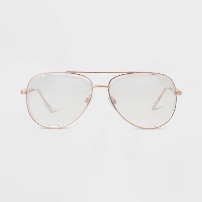 Women's Metal Aviator Blue Light Filtering Reading Glasses - Universal Thread™ Gold 1.25 | Target