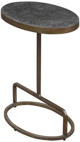 BOWERY HILL Modern Stone Top Accent Table, 23" H x 18" W x 12" D, Antique Brushed Gold and Black ... | Amazon (US)