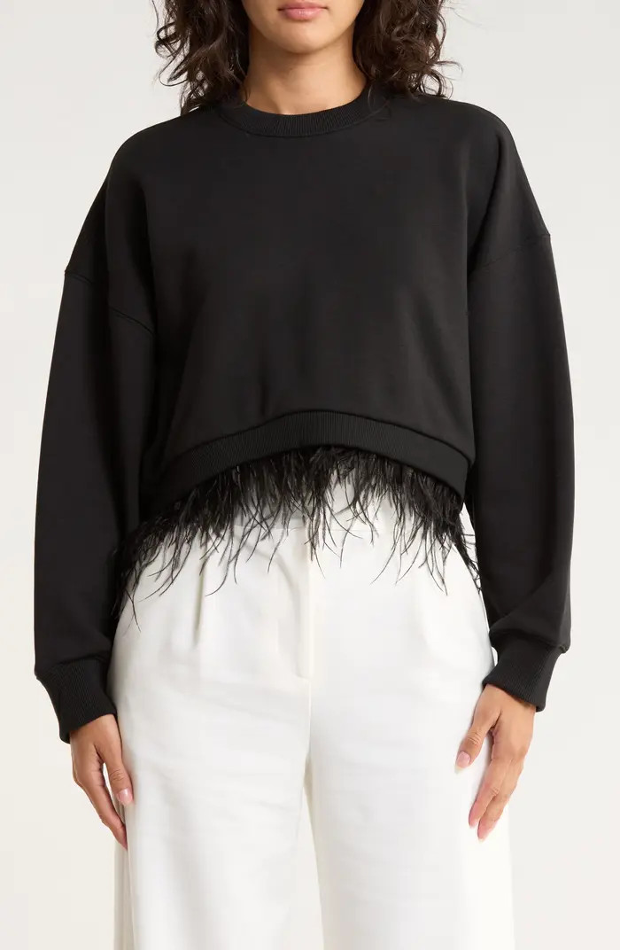 Albertine Feather Trim Cotton Blend Sweatshirt | Nordstrom Rack